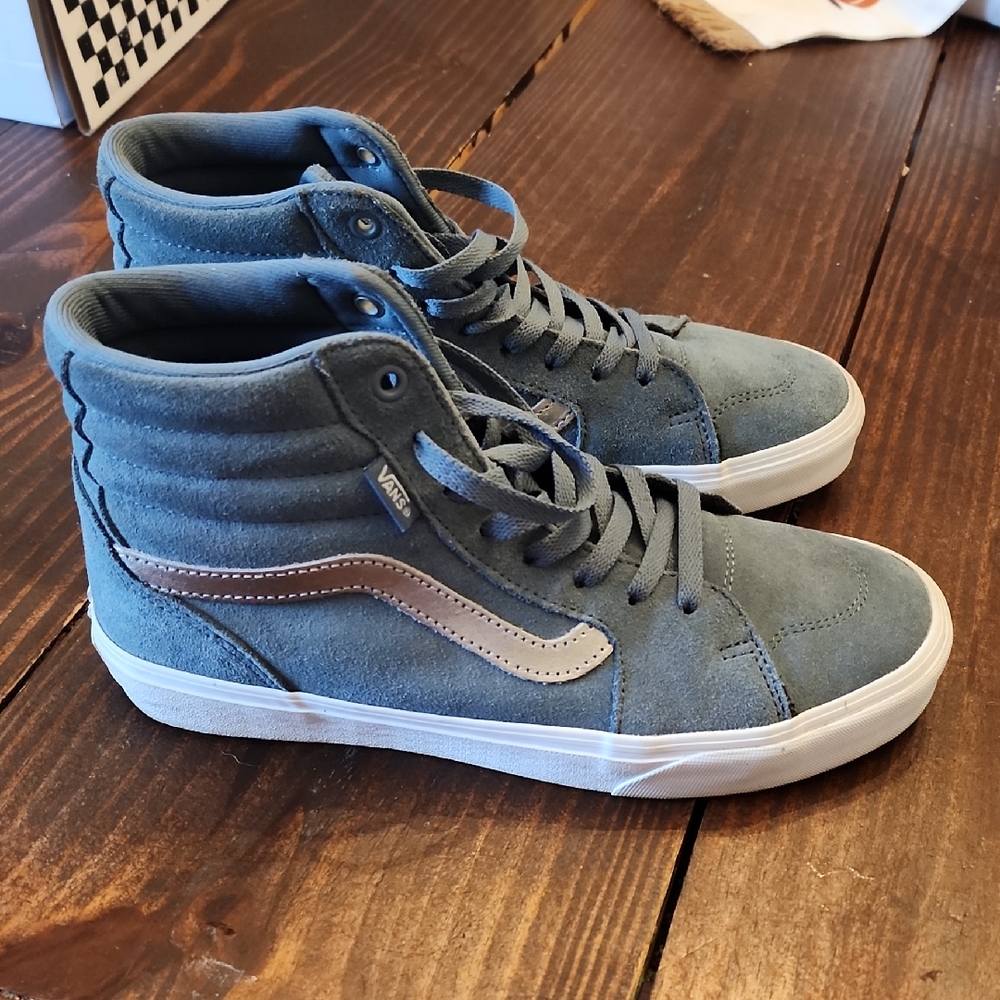 Vans Blue and Brown High-Top Sneakers